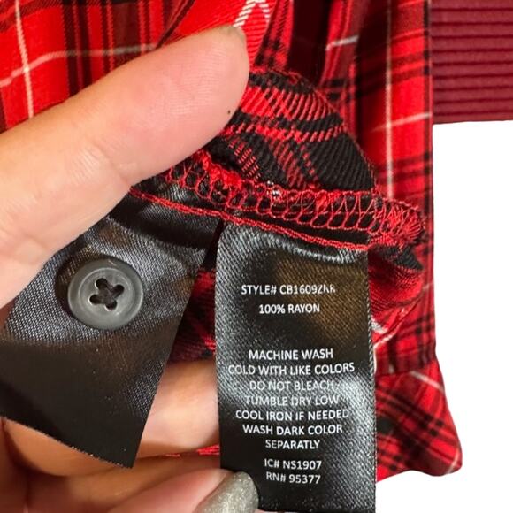 Sanctuary Red Plaid Long Sleeve Collared Button Down Shirt Women Sz S - Picture 8 of 9